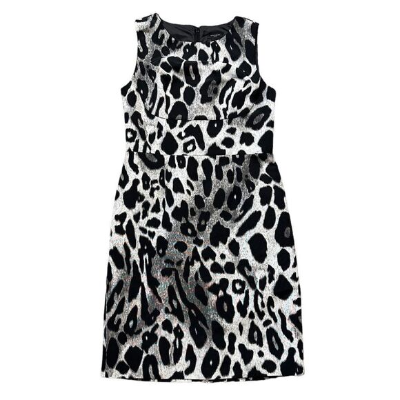 Ann Taylor Black & Grey Cheetah Animal Print Sleeveless Dress Size 4 - Picture 1 of 14